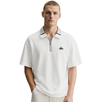 White Half Zipper Imported Polos (A-4955)