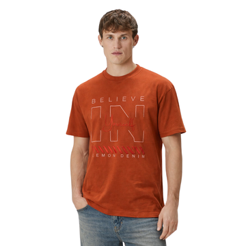 Orange Printed Mens T-Shirts (A-1383)