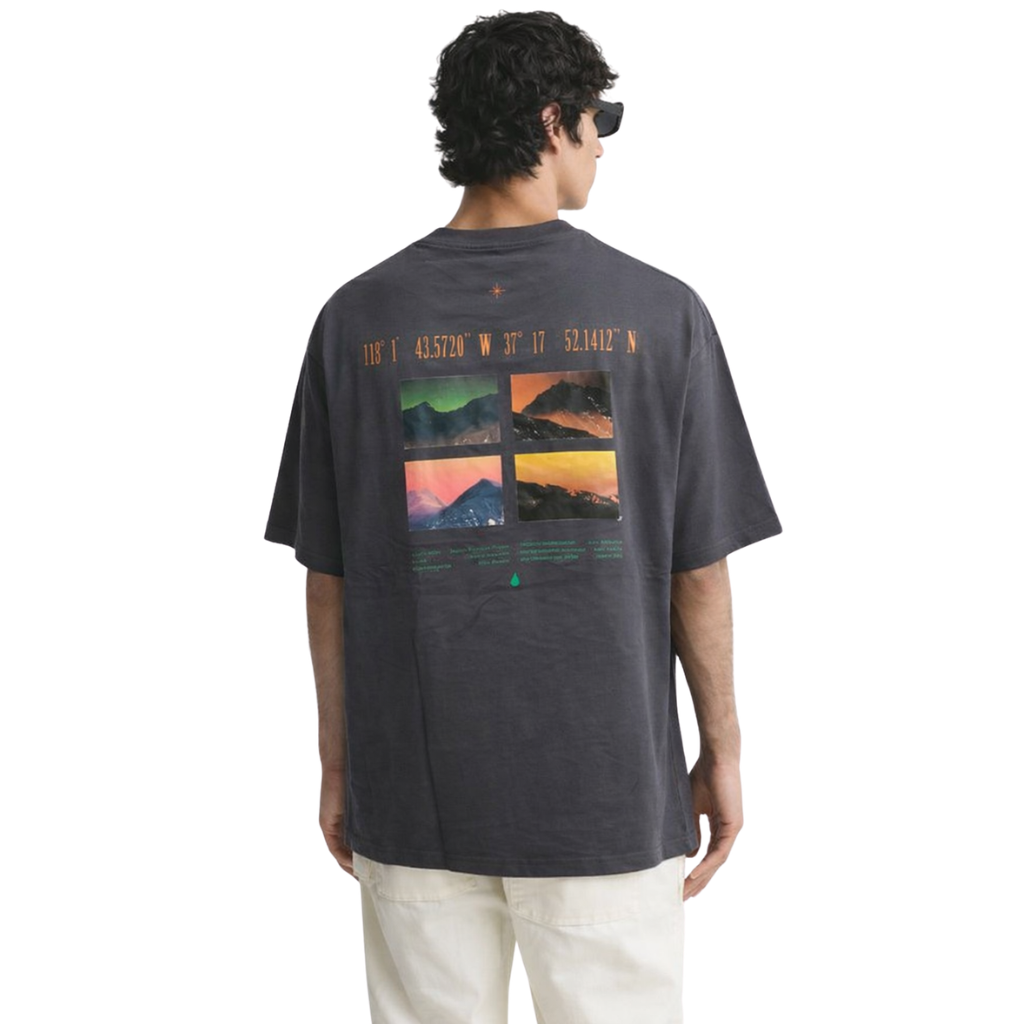 Grey Back & Front Printed Down shoulder  T-Shirt (A-4160)