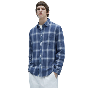 Mens Blue Casual Check Shirt (A-3842)