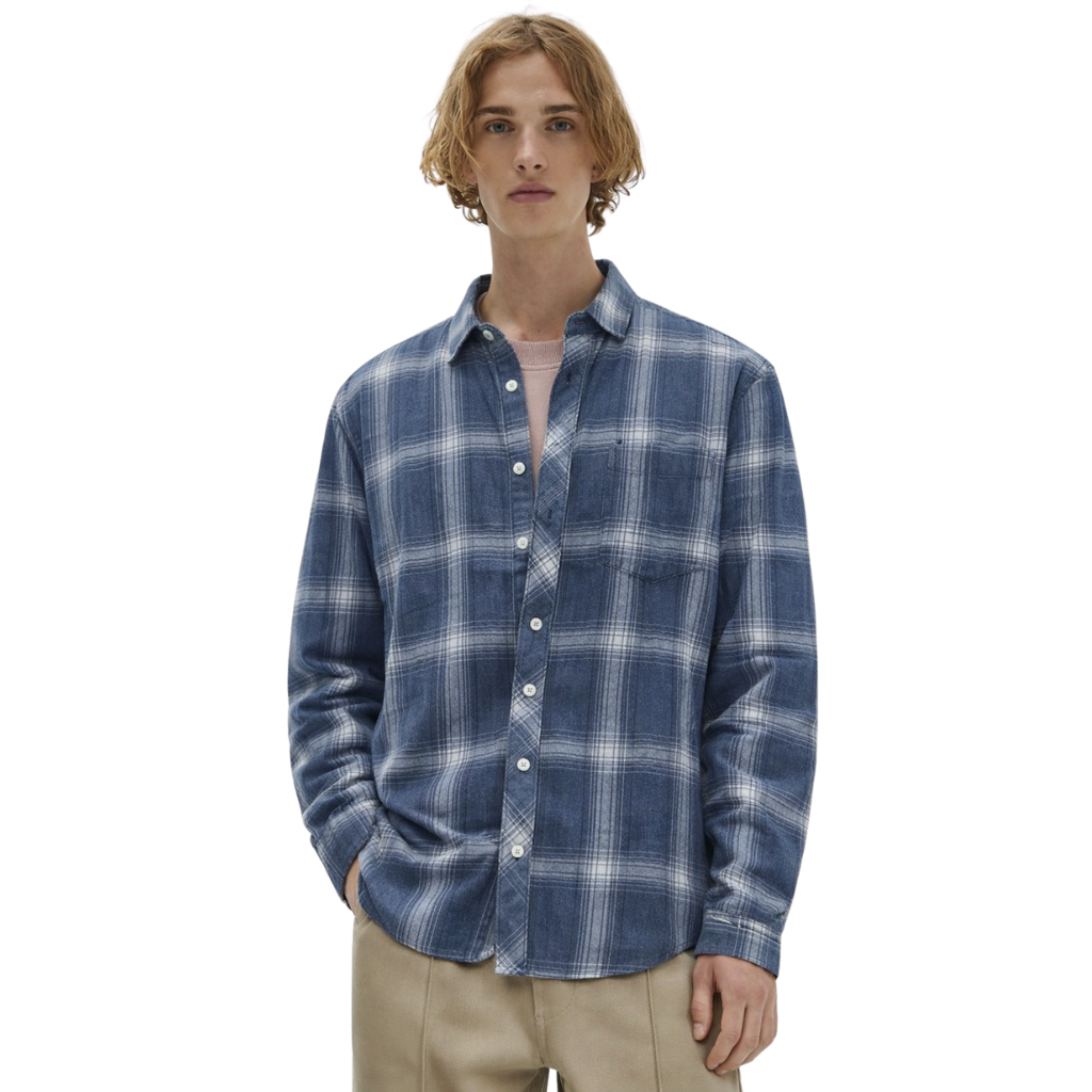 Mens Blue Casual Check Shirt (A-3842)