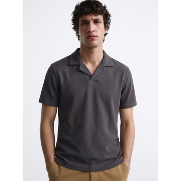 Cuban Color Grey Self Texture Polo (A-3401)