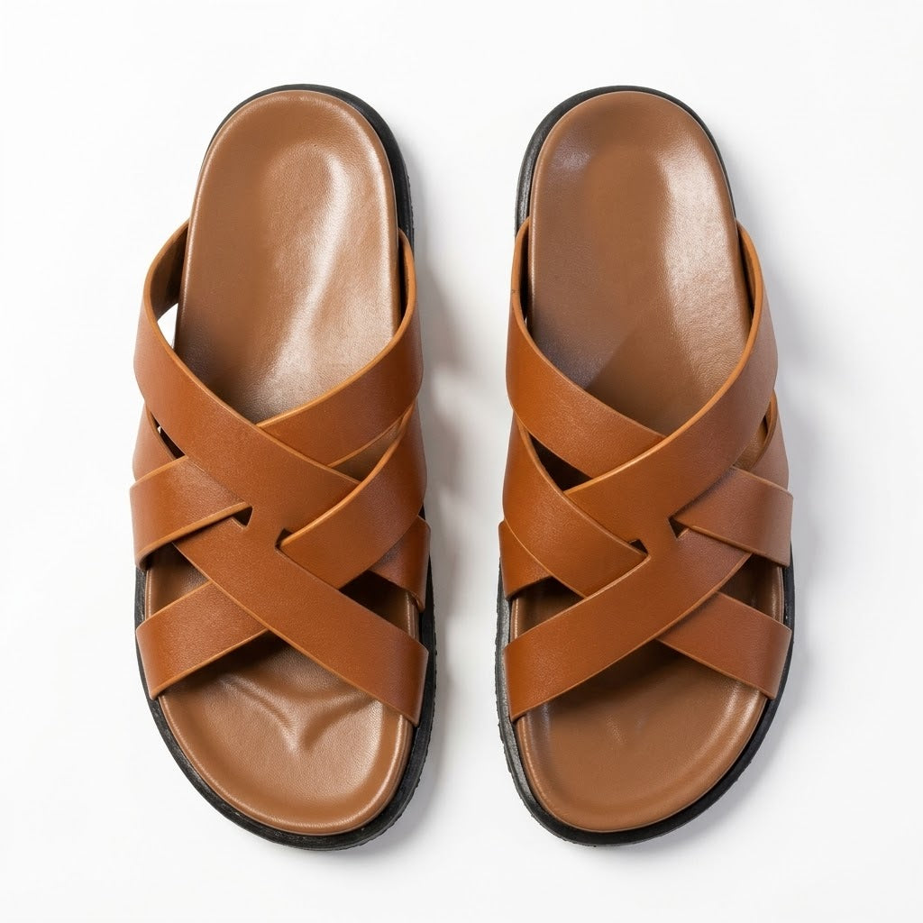 Mens Sensitive Leather Slippers (A-5178)