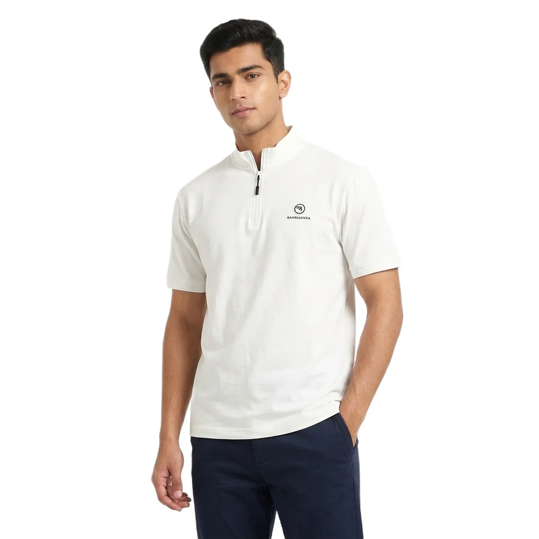 Men's Ban Collar Zipper T-Shirt (A-5189)