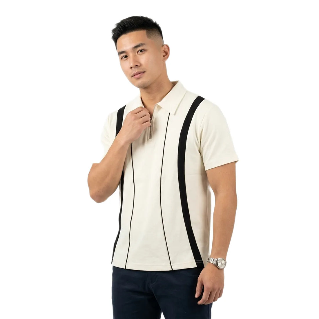 Men's Zipper Stripe Polo (A-5191)