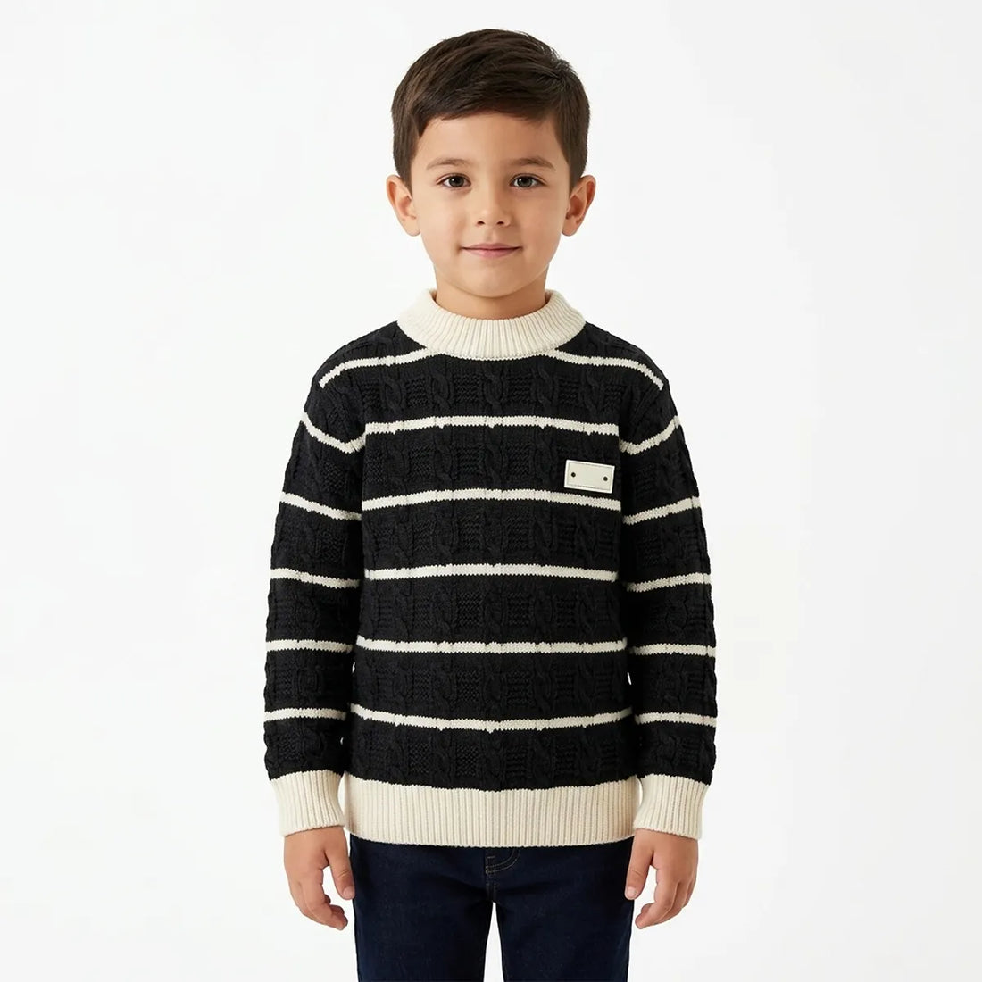 Kids Self Contrast Sweater (A-5445)