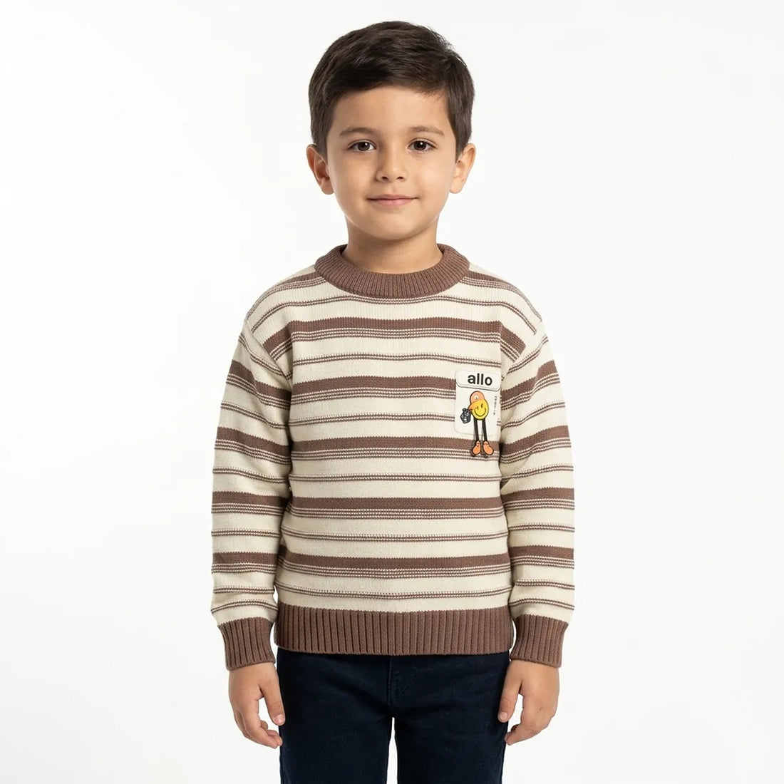 Kids Contrast Stripes Sweater (A-5455)
