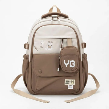 Beige Cartoon Multi-Pocket Backpack (A-5477)