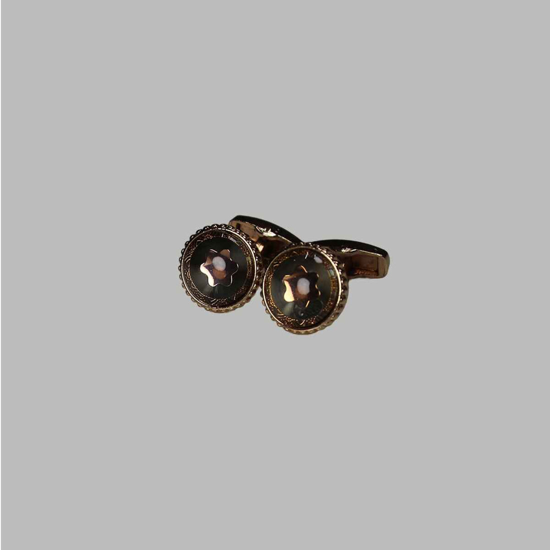 Golden Star Grey Round Cufflinks (A-3554)