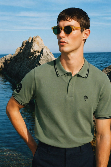 Light Green Lemon Denim Premium Polo (A-4308)