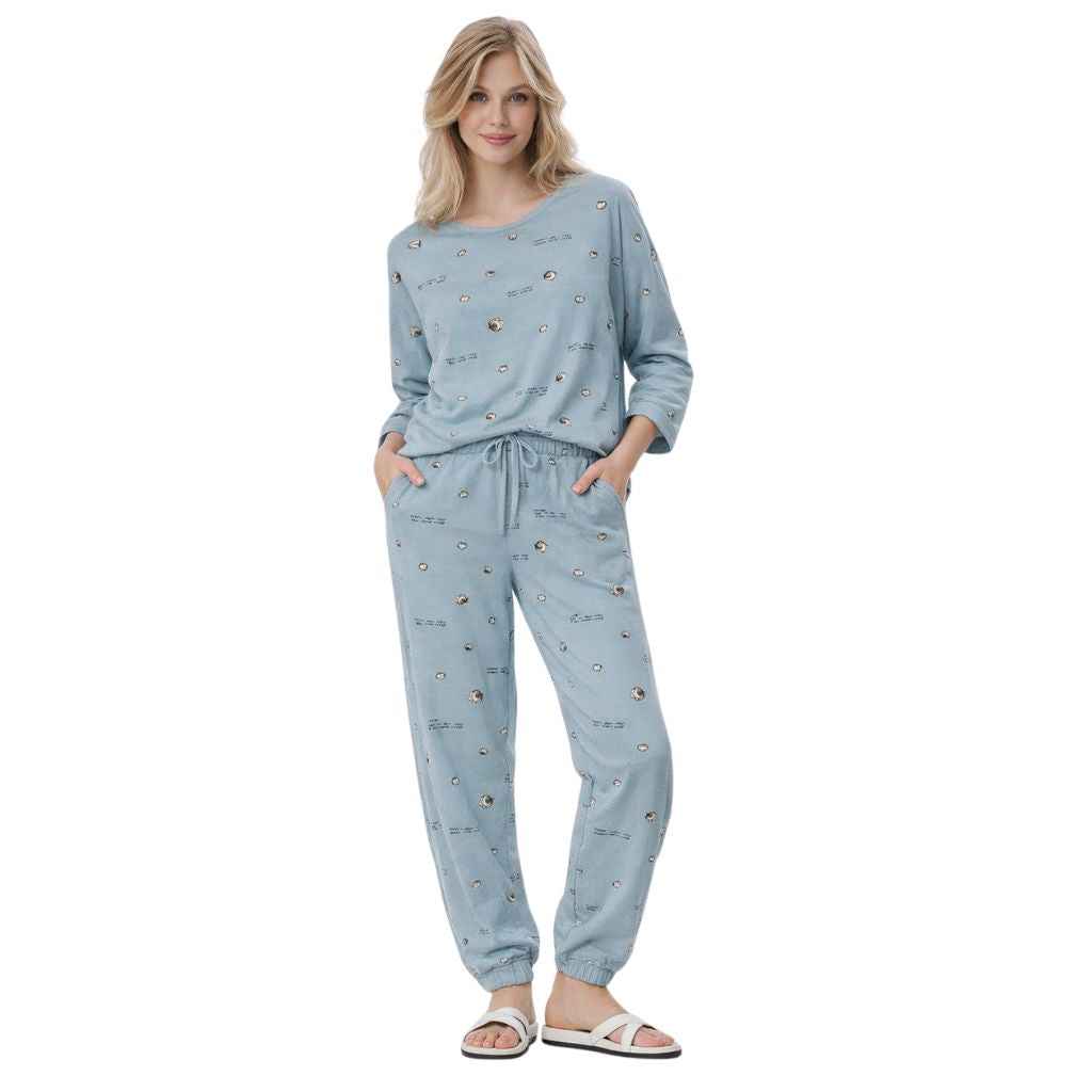 Light Sky Blue Round Printed Women's Tracksuit (A-2607)