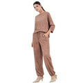 Turkish Rose Color Women Printed Round Neck Track Suit (A-2608)