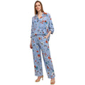 Sky Blue Floral Printed Women's Track Suit (A-1925)