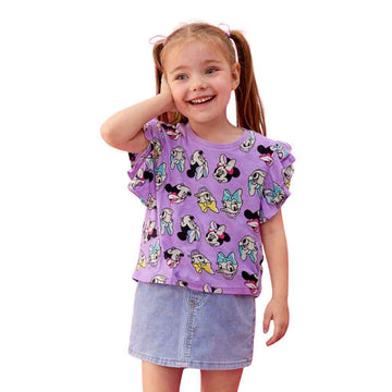 Light Purple Mickey Mouse Printed Girls T-shirt (A-1734)