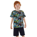 Charcoal Black Boys Badman Printed Tee (A-1386)