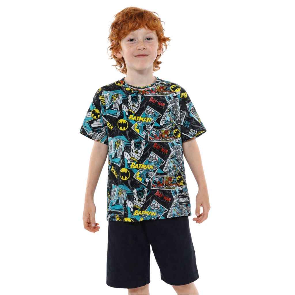 Charcoal Black Boys Badman Printed Tee (A-1386)