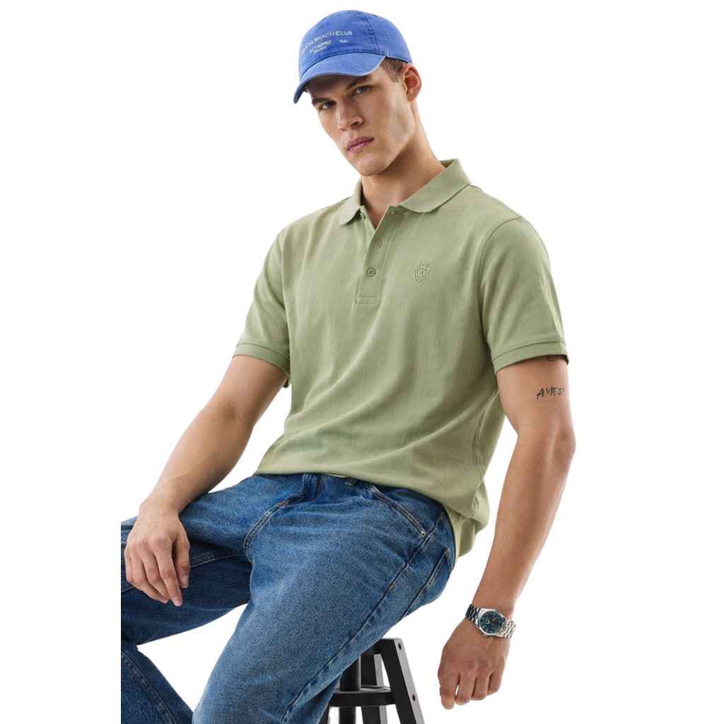 Pistachio Half Sleeves Designer Polo T-Shirt (A-3549)
