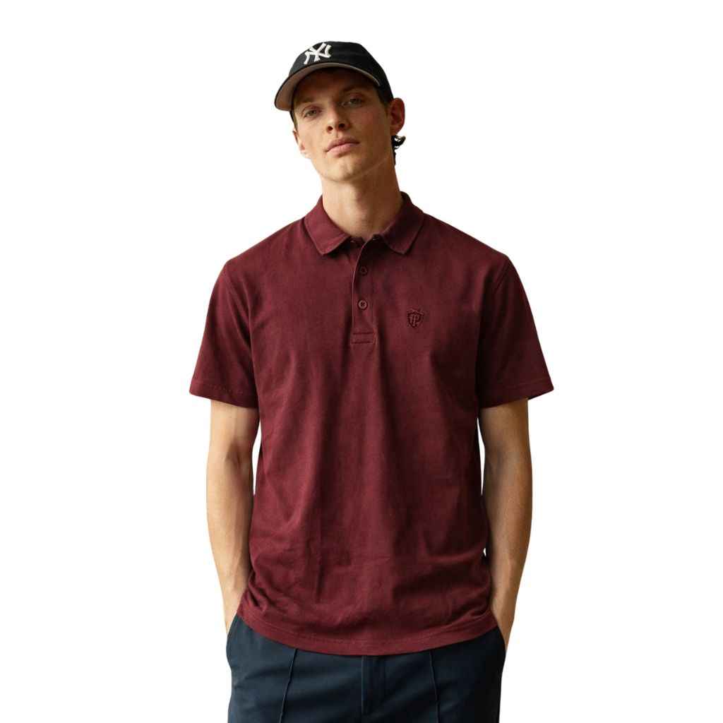 Burgundy Color Half Sleeves Designer Polo T-Shirt (A-3549)