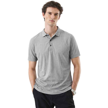 Glacier Grey Self Texture Dry-Fit Mens Polo (A-3518)