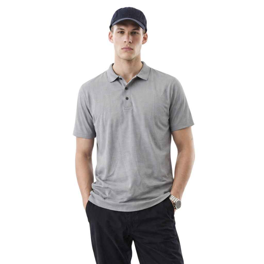 Glacier Grey Self Texture Dry-Fit Mens Polo (A-3518)