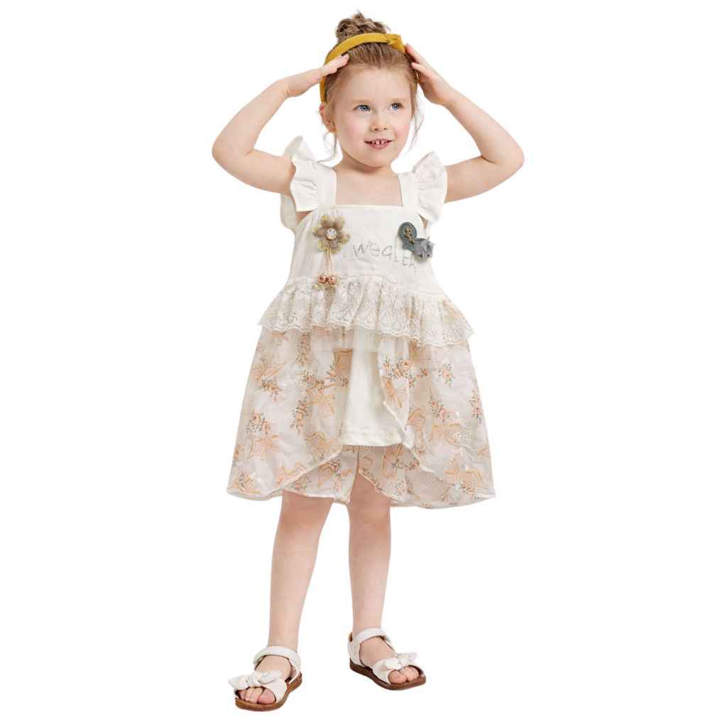 Girl Floral Printed Frock (A-3186)