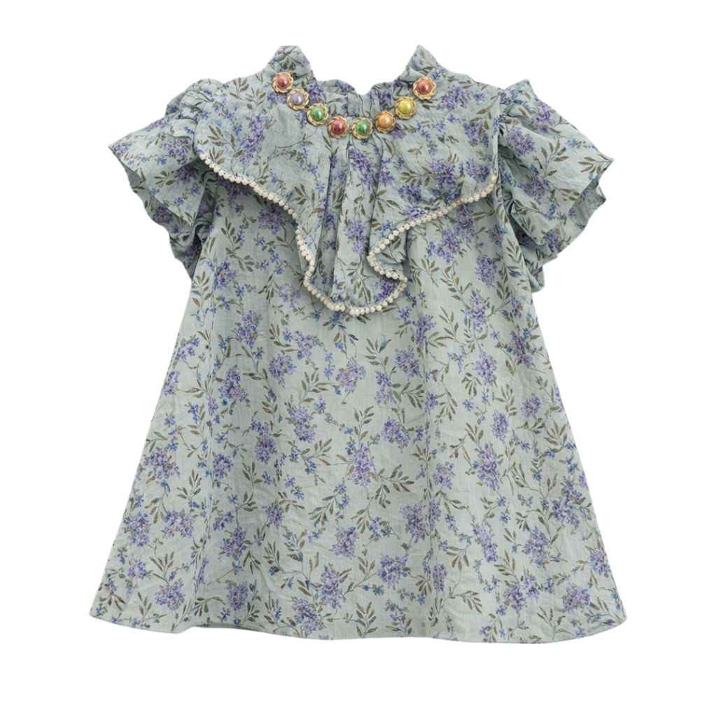 Girls Floral Printed Frock (A-3184)