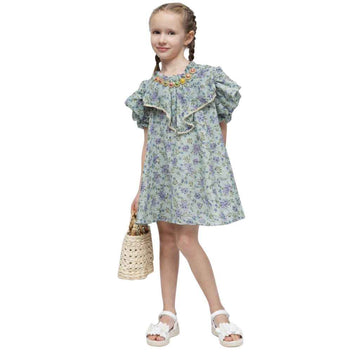 Girls Floral Printed Frock (A-3184)