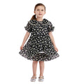 Black Color Floral Girls Printed Frock (A-3181)