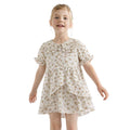 Off White Floral Printed Girls Frock (A-3180)