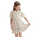 Off White Floral Printed Girls Frock (A-3180)