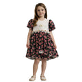 Girls Black Floral Printed Frock (A-3187)