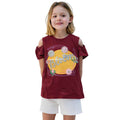 Maroon Bloom Printed Girls Printed Tee (A-1610)