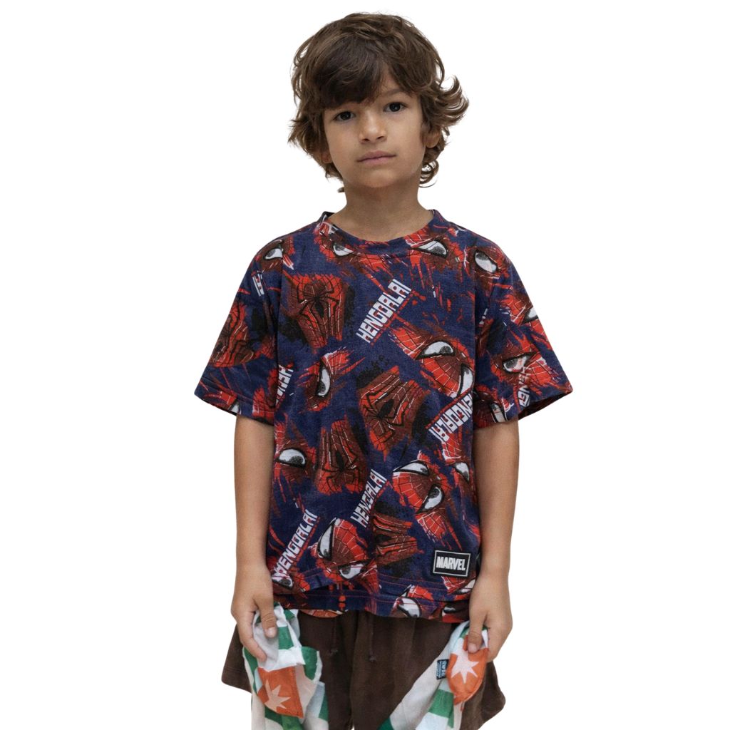 Indigo Blue Marvel Spider-Man Printed Boys T-shirt (A-1389)