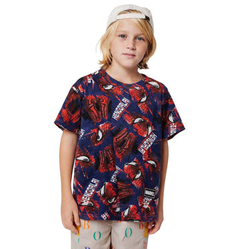 Indigo Blue Marvel Spider-Man Printed Boys T-shirt (A-1389)
