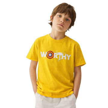 Bright Yellow Worthy Print Tee (A-1600)