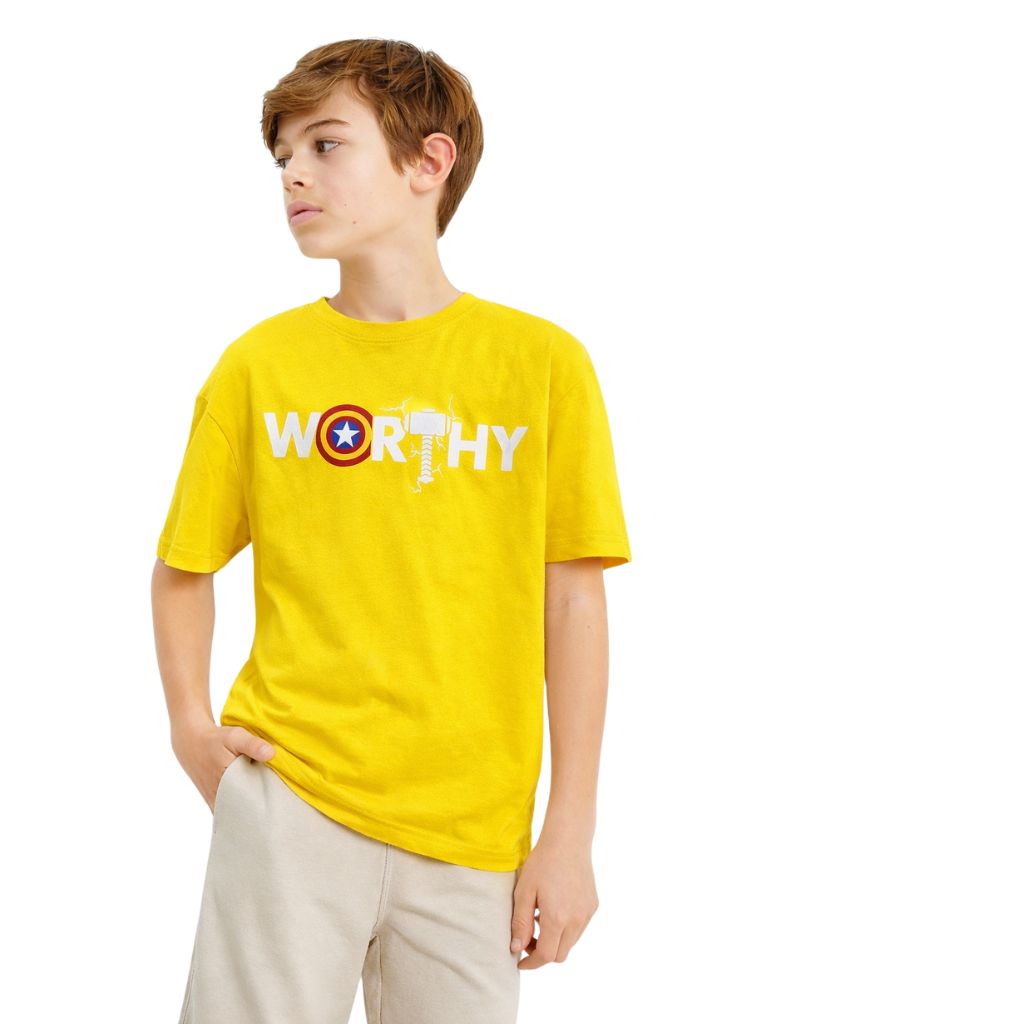 Bright Yellow Worthy Print Tee (A-1600)