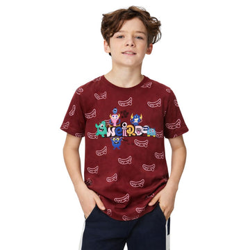 Maroon Monster Print T-Shirt (A-1602)