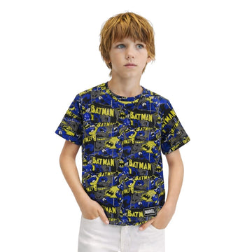 Black Yellow Batman Print T-Shirt (A-1387)