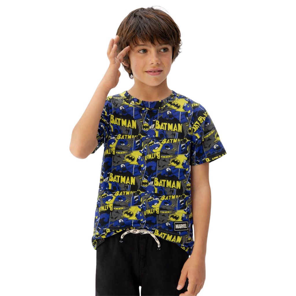 Black Yellow Batman Print T-Shirt (A-1387)
