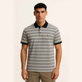 MENS ORGANIC STRIPED COLAR TSHIRT - LEMON DENIM
