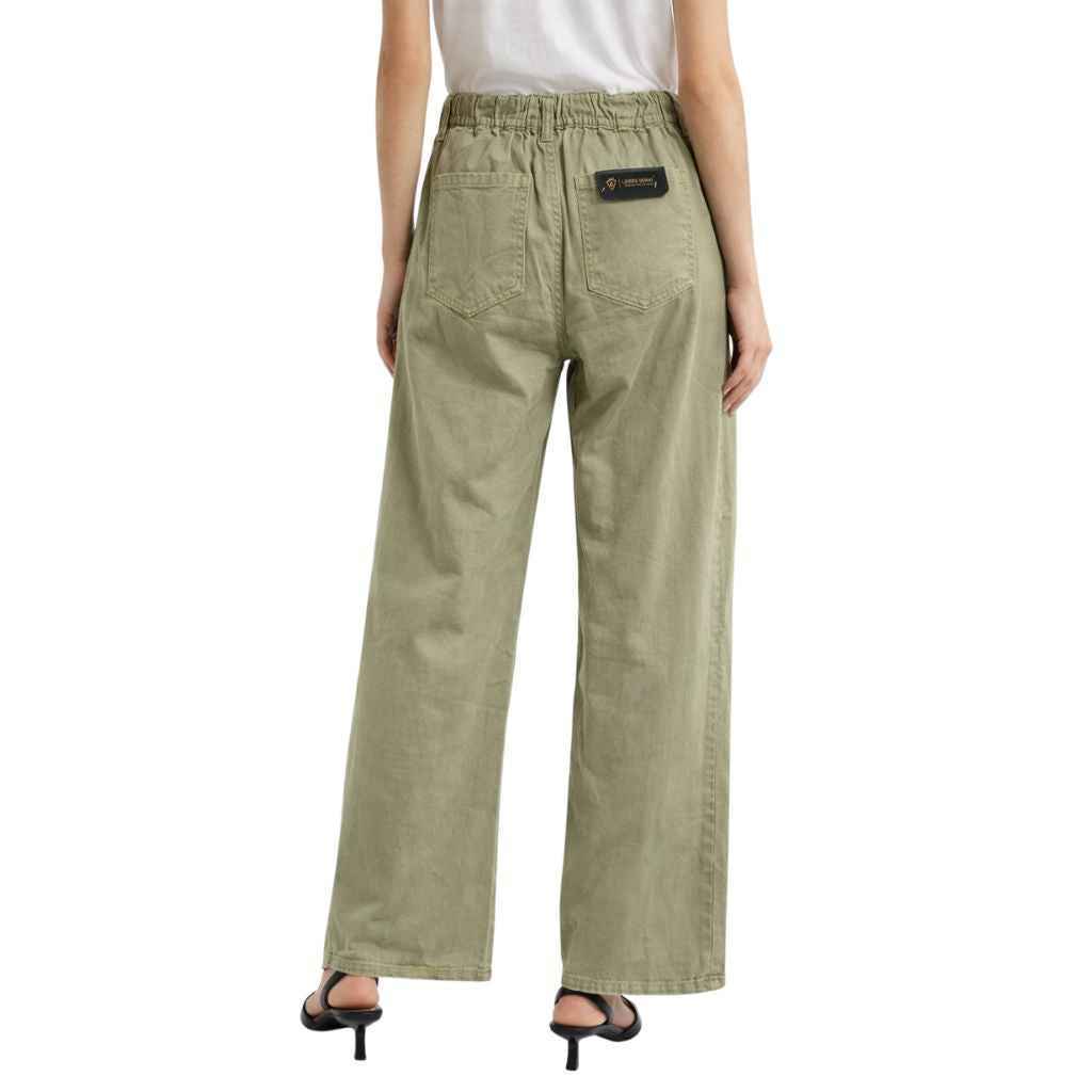 Olive Green Slouchy Denim Waist Detail (A-2957)