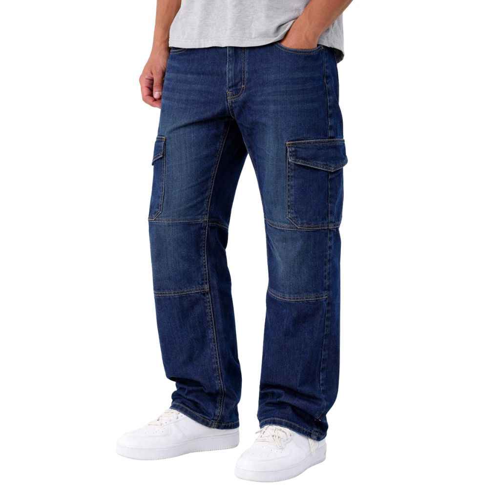 Mens Baggy Cargo Style Six Pocket Denim (A-4004)
