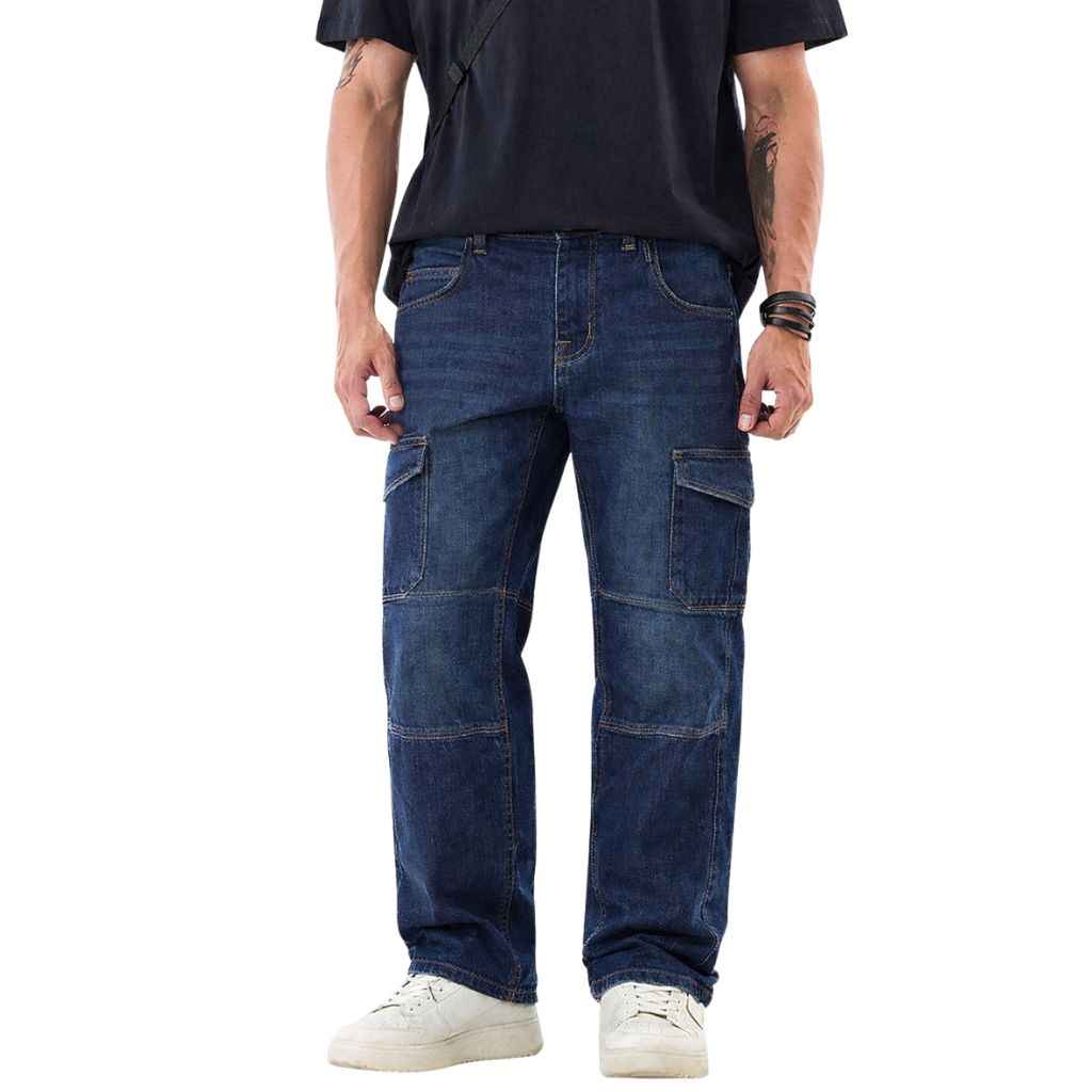 Mens Baggy Cargo Style Six Pocket Denim (A-4004)