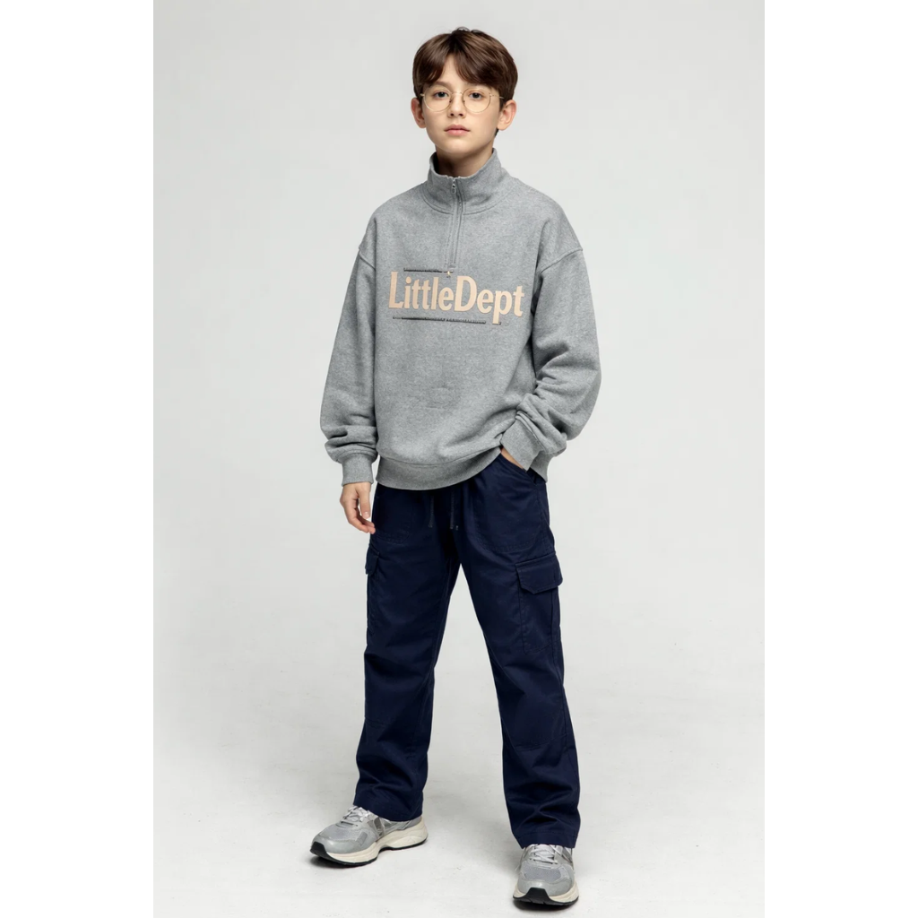 Navy Blue Six Pockets Boys Cargo Style Chinos Pant (A-3933)