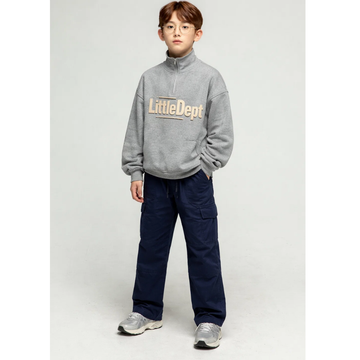 Navy Blue Six Pockets Boys Cargo Style Chinos Pant (A-3933)