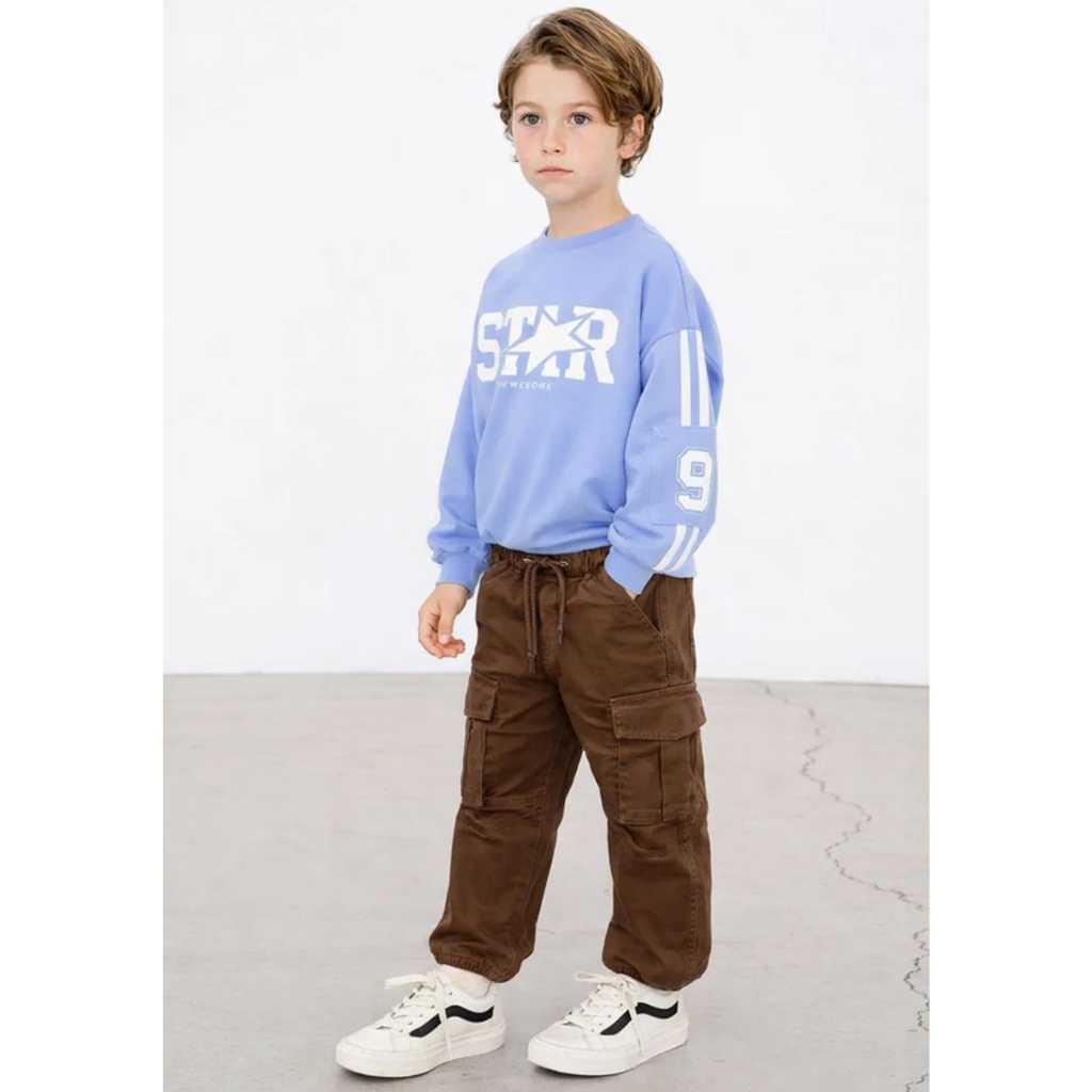 Boys Six Pocket Khaki Cargo Style Pant (A-3934)