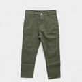 Olive Green Boys Straight-Fit Cotton Chinos (A-3924)