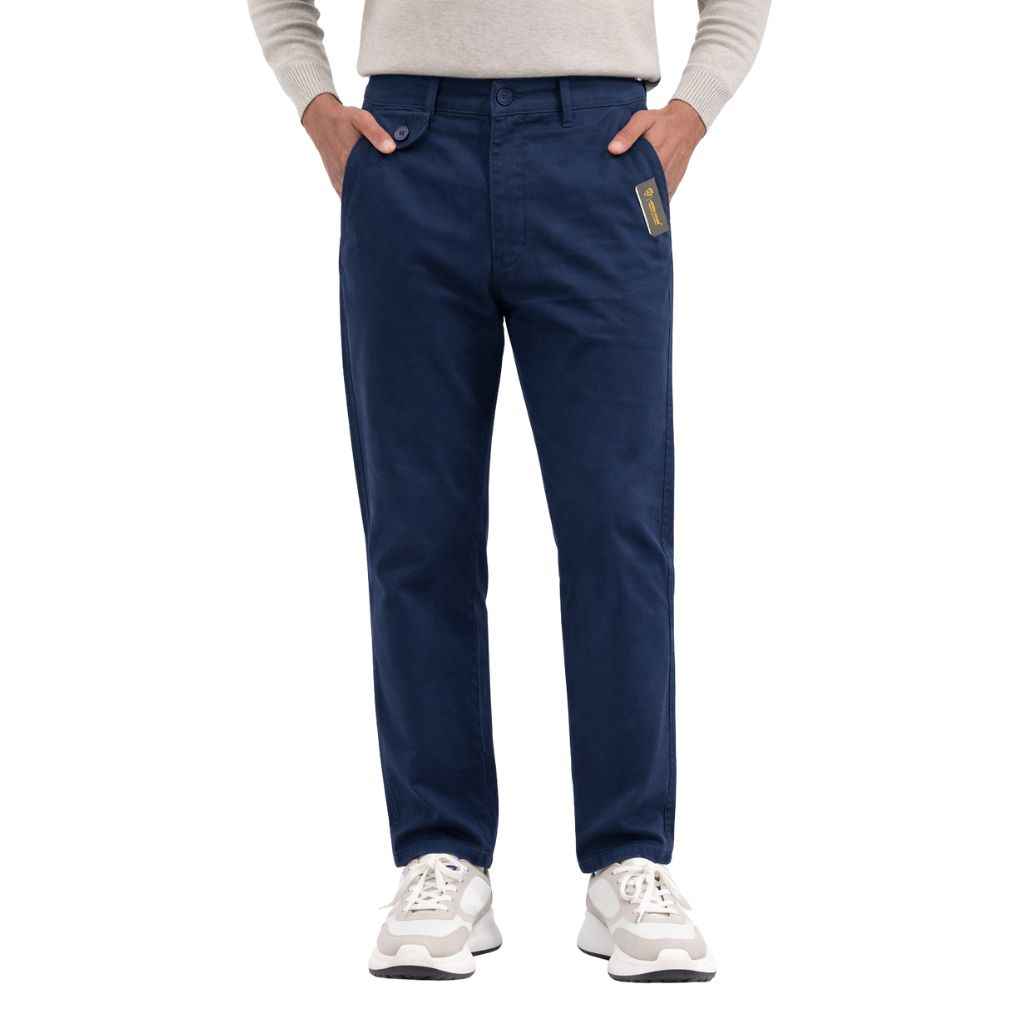 Navy Blue Cross Pocket Style Mens Casual & Formal Cotton Chino Pant (A-4024)
