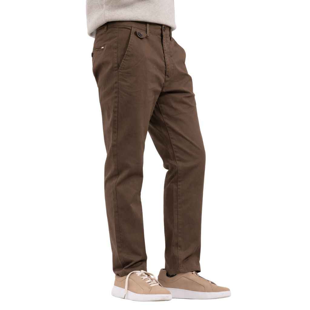 Light Brown Cross Pocket Style Mens Casual & Formal Cotton Chino Pant (A-4026)