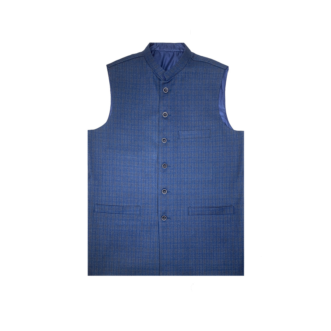 ROYAL BLUE SELF WAISTCOAT (A-2364) - LEMON DENIM